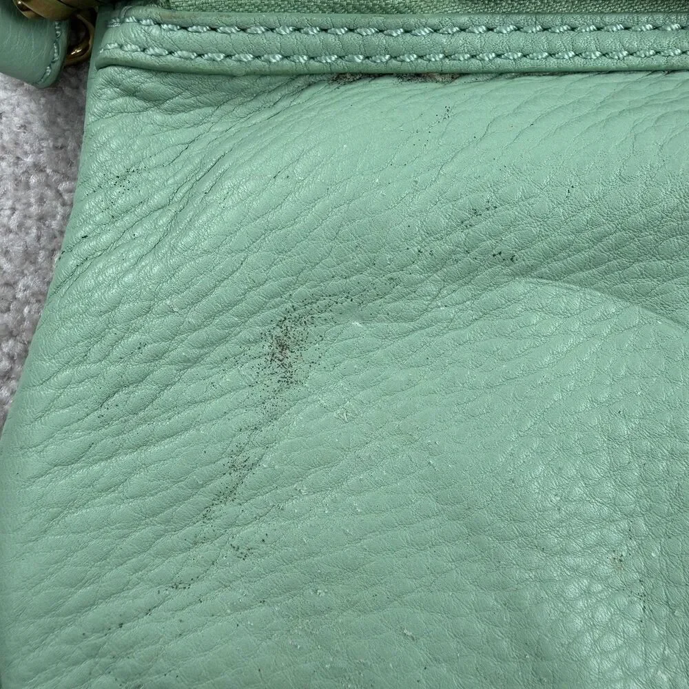 Fossil Erin Foldover Leather Tote Crossbody Bag Teal‎ green